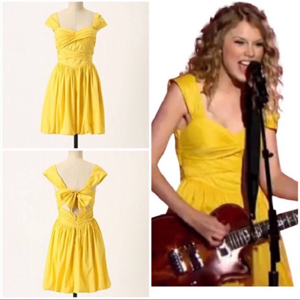 Anthropologie Leifsdottir Yellow Bamboo Mini Dress size 6